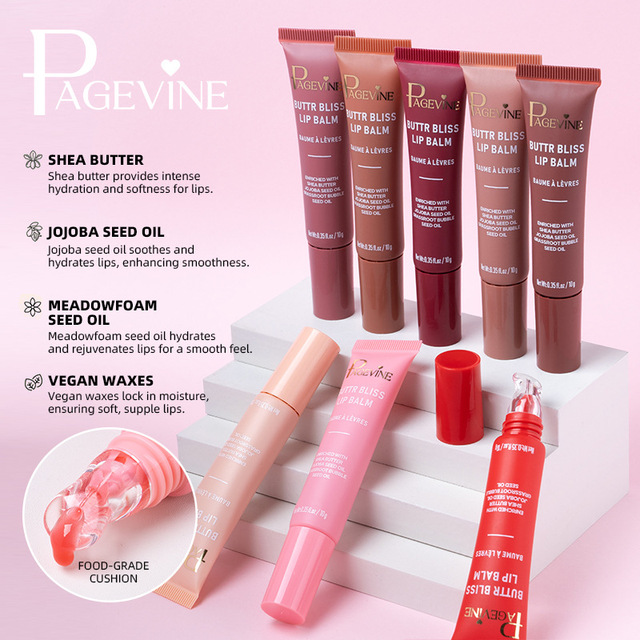 MSDS Wholesale 8 Colors Long Lasting Moisturizing Mineral Lip Gloss Butter Lip Balm Liquid PEptide Labeling Peptide Lip Balm