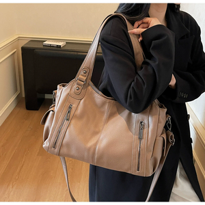 Borsa tote monospalla retrò in morbida pelle, grande capacità, alla moda e versatile, borsa a tracolla per pendolari, borsa per mamma - Product Image 4
