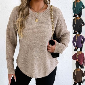 Pull-over col rond pour femme en gros, tricot personnalisé, couche de base hiver, prix direct usine - Product Image 1