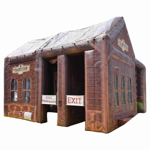 Dépôt de trains gonflable pour l'extérieur Tente gonflable pour maison Réplique de camping Cabane <span class=keywords><strong>en</strong></span> rondins Tente gonflable étanche et portable - Product Image 1