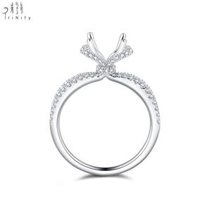 Anillo de Compromiso de Oro Sólido de 18K con Diseño de Cruz Romántico Exclusivo, con Diamante Natural, Semi-Montado, para Mujer - Product Image 2