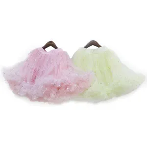 Hot selling dance skirt children's sequin frilly mesh dress gauze skirt short summer children's girls fluffy tulle skirt