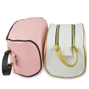 Pochette de maquillage noire à double fermeture éclair avec logo personnalisé, en PU et cuir, avec fermeture à glissière pour les pinceaux de maquillage de voyage - Product Image 3