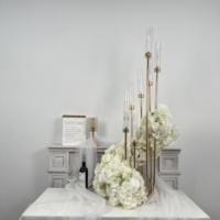 DKB Vente en gros – Grande boule de fleurs ombrée blanche et bleue, avec hortensias et fleurs violettes mélangées, pour centre de table de mariage
