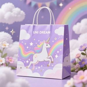 Customizable Beautiful Kraft Paper <b>Bags</b> and Durable Handles with Eco-Friendly Design for Gift Packaging - Product Image 1