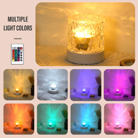 Lampe de table en cristal RVB à intensité variable Projection rotative USB LED Veilleuse d'ambiance pour chambre à coucher Cadeau de salle de jeux de chevet