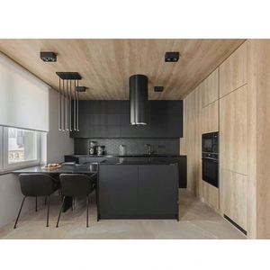 Porte en bois massif de luxe, armoire de cuisine, meubles de cuisine en bois commerciaux, utilisation domestique, armoire de cuisine moderne - Product Image 3