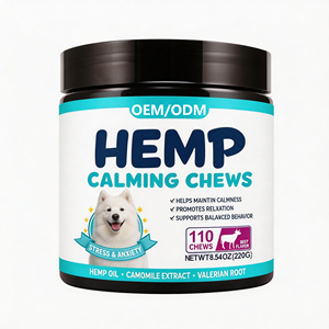 Snack Calmanti per Cani con Logo Personalizzato, 110 Bocconcini Morbidi al Gusto di Pollo, Integratore di Canapa per Ansia e Stress, Supplemento per la Salute degli Animali Domestici - Product Image 1