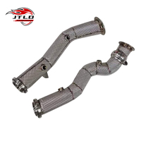 Tubo recto de acero inoxidable de 2,5 "con bajante de escape de protección térmica para Mercedes BENZ W205 C43 C450 M276 AMG, conducción a la derecha