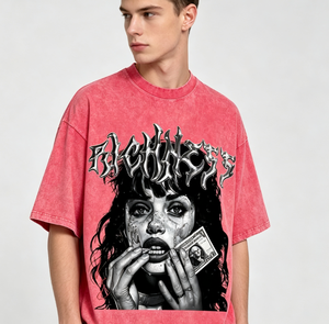 เสื้อยืดโอเวอร์ไซส์ผู้ชาย พิมพ์ลายภาพบุคคล สไตล์สตรีท แขนสั้น คอกลม ผ้าคอตตอนเจอร์ซีย์ - Product Image 6