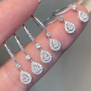 Xinfly 18K Real Gold 0.52CT Water Drop Natural Diamond Earrings Pear Shape Au750 Fashion <b>Hoop</b> Earrings Jewelry - Product Image 1