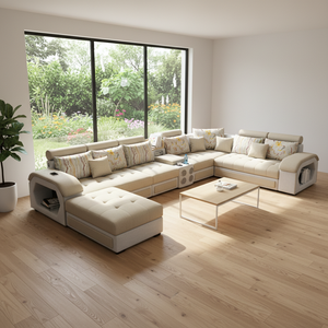 Juego de Sofás Inflables de Tela en Forma de L, Modernos, Multifuncionales, Inteligentes, con Música, de Lujo, para Sala de Estar, con Función de Masaje - Product Image 1