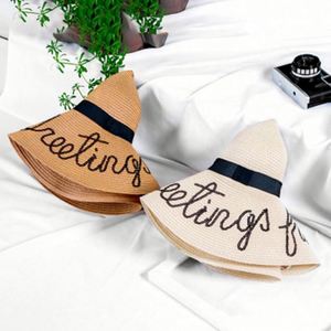 Wholesale Character Outdoor Fishing <b>Straw</b> Wide Brim Foldable Beach <b>Hat</b> Unisex Summer Travel Big Floppy - Product Image 2