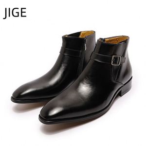 Bottines Chelsea pour homme de grande taille JIGE, en cuir véritable, bottines à la cheville pour homme, chaussures pour homme - Product Image 2