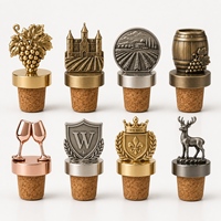 Bouchon de bouteille de vin personnalisé en alliage de zinc, bouchon rond en métal pour cadeau de cave à vin, bouchon de vin sous vide en liège de chêne métallique