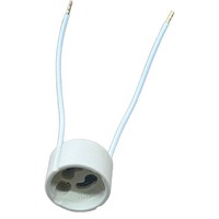 Douille/Support de lampe GU10 en céramique beige transfrontalier 250V à vis, fil de silicone tout cuivre épaissi de 10 cm avec queue à dents de requin