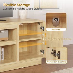 Meuble TV sur mesure Yuanfu, meuble TV style farmhouse avec armoires <span class=keywords><strong>de</strong></span> rangement pour salon, chambre à coucher - Product Image 3