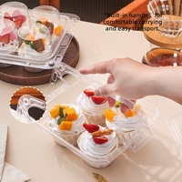 Boîte d'emballage multi-usages en plastique PET transparente de 1 mm d'épaisseur pour cupcakes et desserts, quatre pièces, YASHENG W984