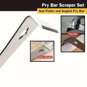 Barre de levier à tête plate en acier inoxydable, grattoir multifonction pour le travail du bois, outils de démontage et de nettoyage de planches en bois - Product Image 6