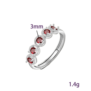 8 Simple 925 <b>Silver</b> 3mm Blue Topaz Halo Half Eternity <b>Rings</b> <b>Adjustable</b> Natural Stone Crystal Gemstone Gold Plated Stack Jewelry - Product Image 6