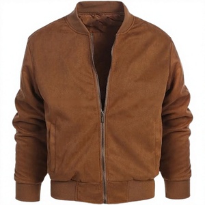 2026 OEM Top Selling Brown Faux <b>Suede</b> Men's 100% High Quality Winter Windproof Stand Plain Dyed Low MOQ Low Price Bomber <b>Jackets</b> - Product Image 1