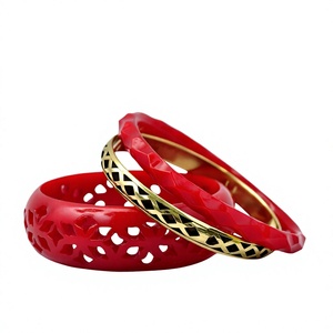 New Trendy Resin <b>Bangle</b> <b>Bracelets</b> Set in Coral Teal Beige Gold Plated Accents Unisex Fashion Jewelry ANEES HANDICRAFTS Wedding - Product Image 5
