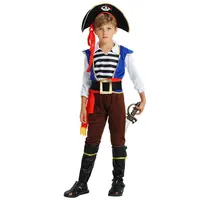 Halloween Cosplay Costumes Boy Captain Outfit Kid Pirate Costume