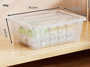 BARGAIN FACTORY 3-Piece <strong>Clear</strong> Plastic Storage <strong>Containers</strong> Lids Clips 43L Capacity Integrated Handles BPA Free English Design - Product Image 4
