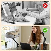 Lit de bureau pour chat en velours, rotatif à 360°, supports réglables, capacité de 50 lb, nid douillet |   Support de bureau surélevé robuste avec pince, écologique pour chats