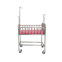 Vente en gros 4 roulettes pour hôpital en acier inoxydable lit de bébé médical chariot nouveau-né lit de berceau mobile