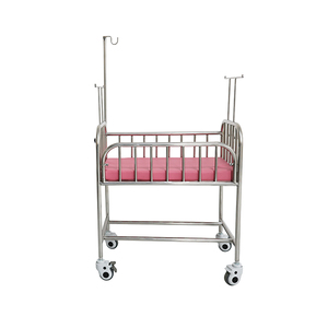 Toptan 4 tekerler hastane paslanmaz çelik bebek karyolası tıbbi bebek beşik yatak mobil yenidoğan arabası - Product Image 2