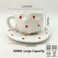Tasse en céramique peinte à la main 300 ml, ensemble tasse à café en céramique irrégulière avec assiette, idéal pour un cadeau – Vente chaude directe usine
