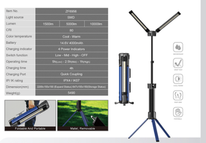 Toby của 2024 mới nhất Hot Bán <span class=keywords><strong>Tripod</strong></span> 2-lá <span class=keywords><strong>LED</strong></span> có thể sạc lại di động tùy chỉnh độ sáng cao 10000 lumens với đứng <span class=keywords><strong>worklight</strong></span> - Product Image 4