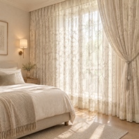 Tirai Kain Kasa Boho Lembut dan Mengalir, Panel Voile untuk Dekorasi Jendela Balkon, Teras, dan Patio, Grosir Kustom OEM