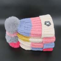 Bonnet d'hiver personnalisé en fausse fourrure avec broderie 3D motif lettres, pompons fausse fourrure, tricoté, unisexe