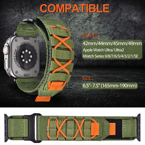 애플 워치 울트라 <span class=keywords><strong>2</strong></span> 밴드 남성용 견고한 전술 와이드 나일론 스포츠 루프 스트랩 애플 워치 시리즈 6 7 8 9 SE - Product Image 3