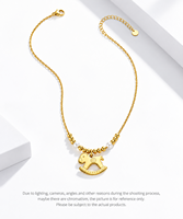 Collier pendentif cheval à bascule en acier inoxydable plaqué or 24 carats avec chaîne perlée et breloque imitation perle, unisexe, pour usage quotidien
