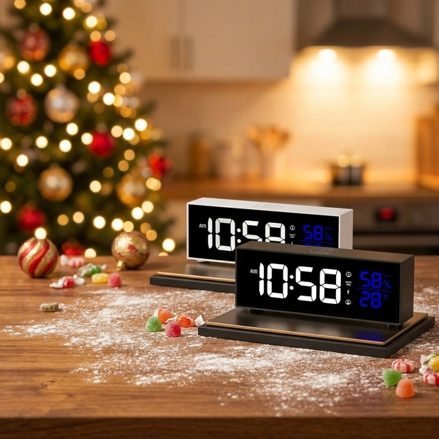 Hot New Style  USB Charging LED Time Temperature Display Snooze Adjustable Brightness Simple Traveling Digital Alarm Clock