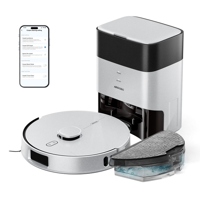 AIRROBO 6000Pa Line Laser Obstacle Avoidance Lds Ultrasonic Carpet Water Mop Self Emptying Auto Recharge Robot Vacuum Cleaner