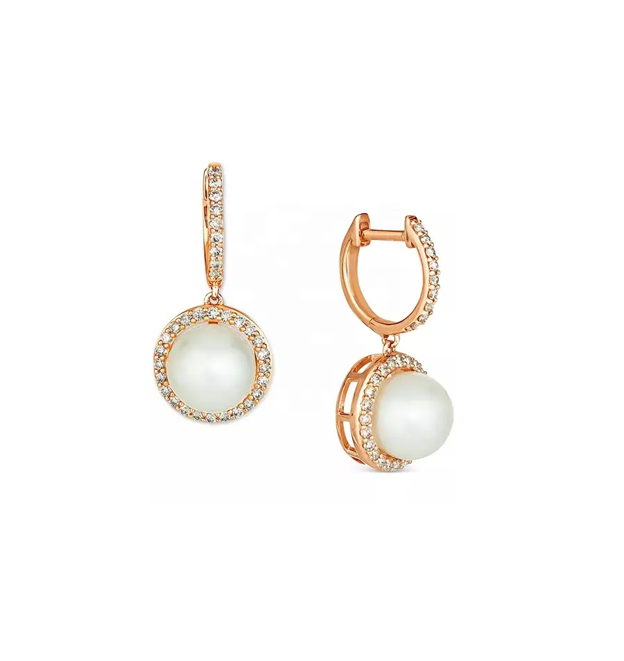 Boucles d'oreilles en argent Sterling 925 avec perles et diamants, plaqué or Rose, CZ blanc, bijoux fins pour femmes, bijoux de haute qualité