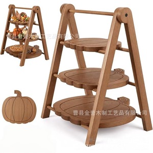 Soporte de madera para pasteles con forma de calabaza, de 3 niveles, plegable, para decoraciones de fiestas de Halloween - Product Image 5