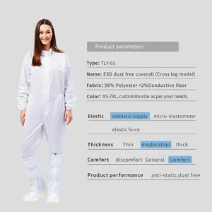 Cleanroom Industrial Food Factory Washable Anti Static Coverall Cleanroom Jumpsuit With Hood Esd Clothing Suit Anti-static Jumps