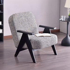Elegante y cómoda silla de tela para sala de estar con cojines suaves patas de madera maciza diseño moderno sillón con acento silla Lisure - Product Image 2