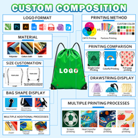 Sac à dos à cordon en polyester pour marathon, gym, voyage, sport, avec logo personnalisé, sac à dos cadeau en polyester 210D