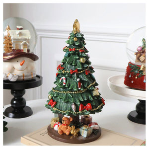 Boîte à musique vintage en résine avec train rotatif, Père Noël, ours en peluche <span class=keywords><strong>et</strong></span> globe à neige, figurine de table, cadeau pour petite amie 2026 - Product Image 4