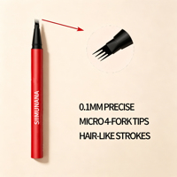 Lot de 2 stylos à sourcils micro à 4 pointes, 0,1 mm, traçages précis effet poil, maquillage longue tenue, résistant à l'eau et anti-bavures 24h