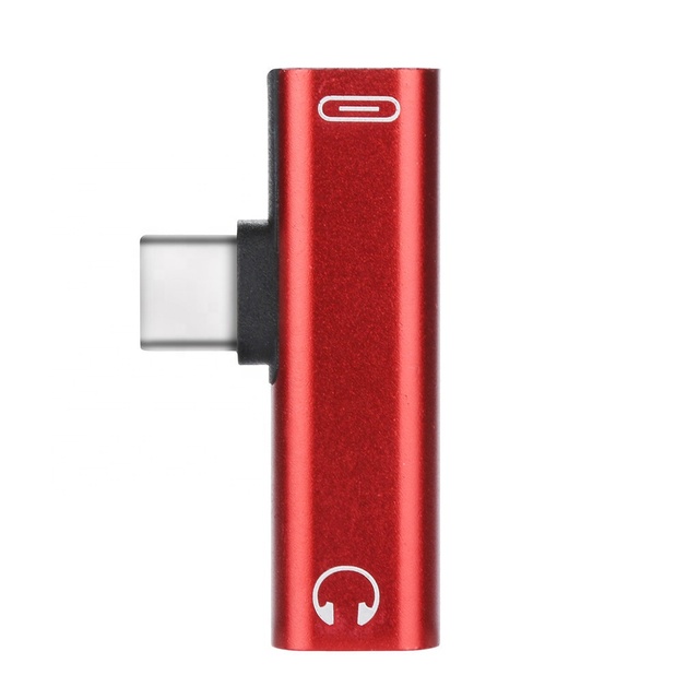 USB Type C Adapter for Xiaomi Huawei Phone Accessories Adaptador T-shape Type C to 3.5mm Earphone Jack + Type C Charge Jack