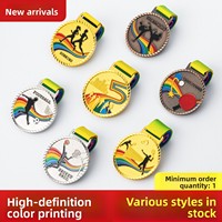 Médailles personnalisées en métal et cuivre électroplaqué pour les jours sportifs scolaires, basket-ball, marathon, or, argent, bronze, impression couleur