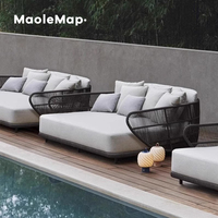 Meubles de jardin, canapé modulaire d'extérieur, tabouret de bar en rotin, table à manger de luxe, chaise de piscine d'hôtel, canapé de patio, restaurant