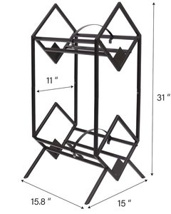 JH-Mech 2-Tiers Reliable Storage Easy to Assemble Sturdiness Curved Design Black Metal <strong>Vinyl</strong> Record Player <strong>Stand</strong> - Product Image 6